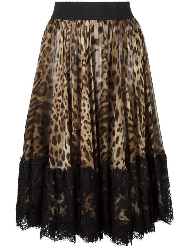 Dolce & Gabbana Leopard Print Pleated Skirt - Nude & Neutrals