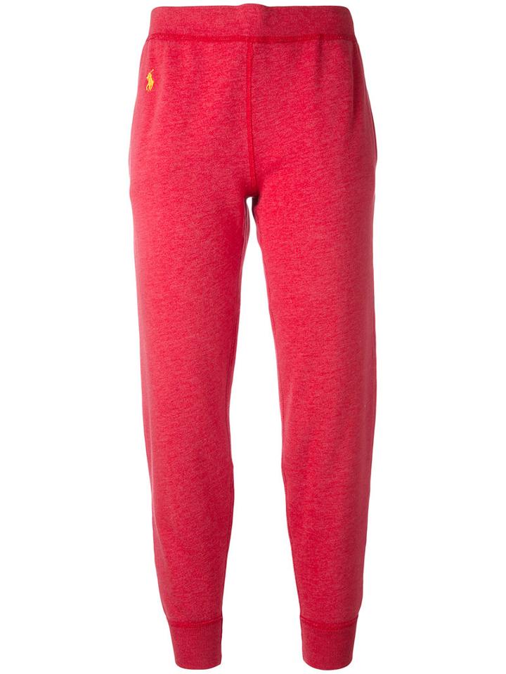 Polo Ralph Lauren - Embroidered Track Pants - Women - Cotton/polyester - M, Red, Cotton/polyester