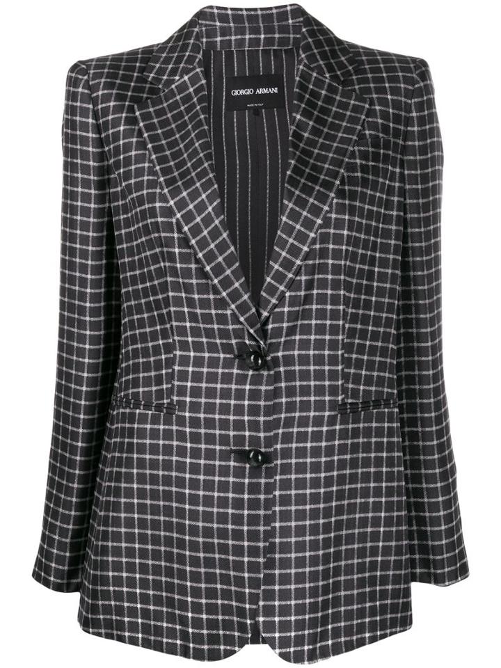 Giorgio Armani Checked Blazer - Black