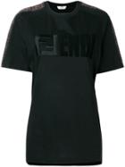 Fendi Logo Stripe Sleeve T-shirt - Black