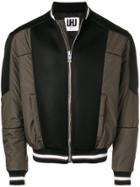 Les Hommes Patchwork Blocked Bomber Jacket - Green