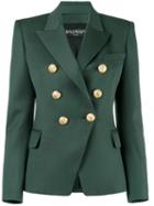 Balmain - Double Breasted Blazer - Women - Cotton/viscose/wool - 40, Women's, Green, Cotton/viscose/wool