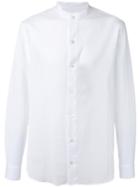 Giorgio Armani Seersucker Mandarin Collar Shirt, Men's, Size: 43, White, Cotton