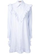 Flow The Label - Ruffled Detail Shirt Dress - Women - Cotton/polyester - S, White, Cotton/polyester