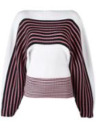 Msgm Loose Sleeves Striped Jumper, Women's, Size: Small, White, Cotton