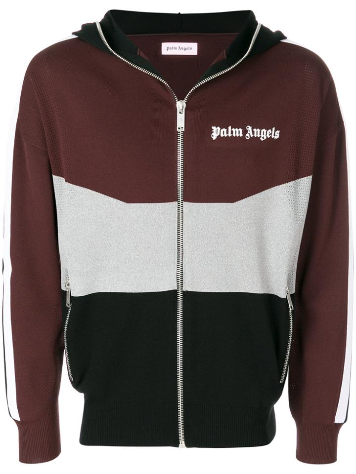 Palm Angels Colourblock Zip Hoodie - Brown