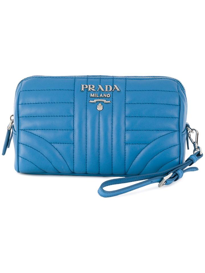 Prada Quilted Zip Make-up Bag - Blue