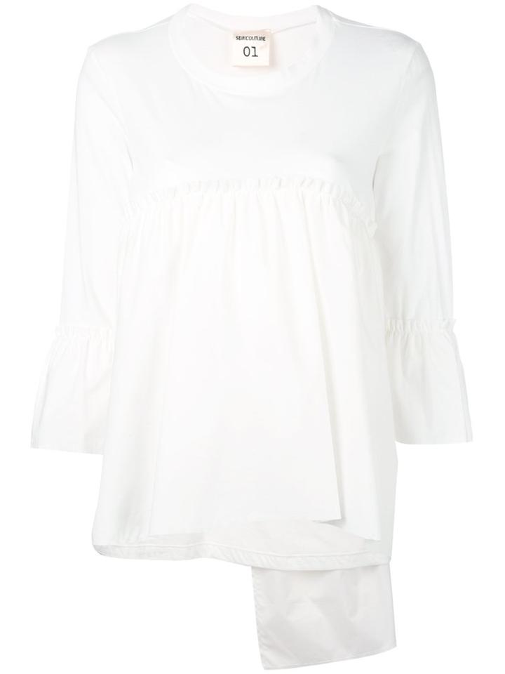 Semicouture - Gathered T-shirt - Women - Cotton - 40, White, Cotton