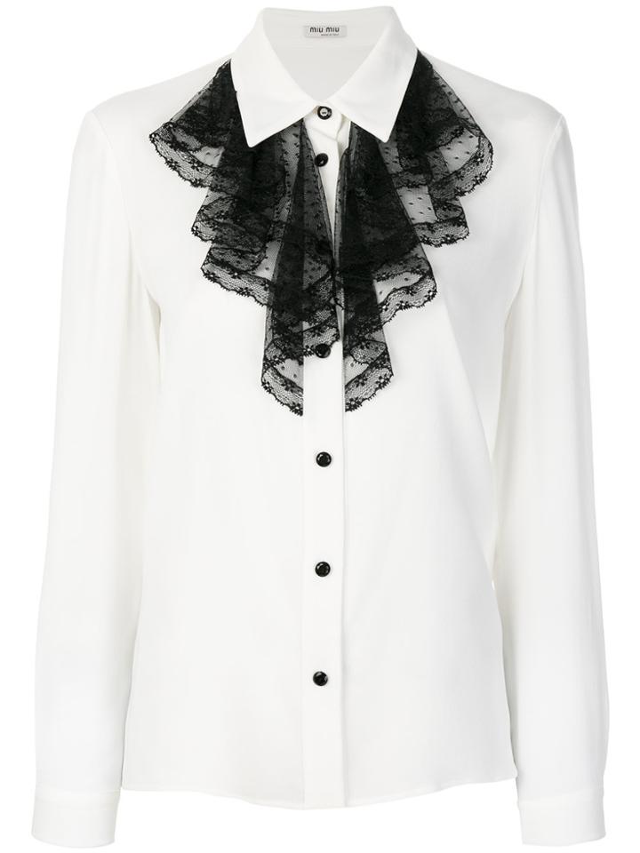 Miu Miu Ruffle Bib Shirt - White