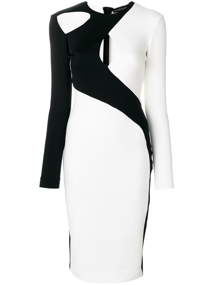 David Koma Asymmetric Cutout Pencil Dress - White