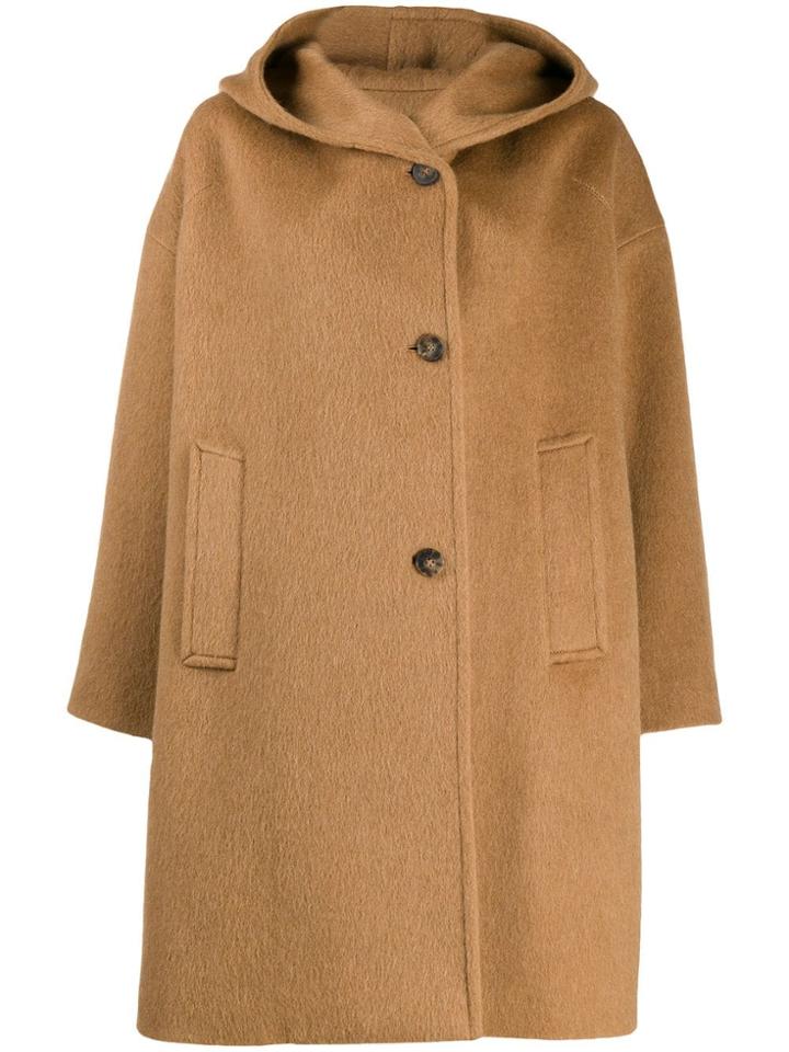 Alberto Biani Hooded Single-breasted Coat - Brown