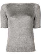 Charlott Fitted Silhouette Knitted Top - Grey