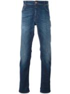 Closed Folded Hem Tapered Jeans, Men's, Size: 32, Blue, Cotton/polyester/spandex/elastane