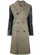 Junya Watanabe Comme Des Garçons Contrast Sleeve Trench Coat, Women's, Size: Medium, Green, Polyester/cotton/polyurethane Resin
