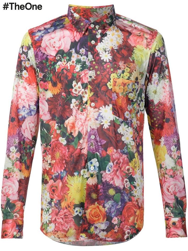 Comme Des Garçons Homme Plus Floral Print Shirt, Men's, Size: Medium, Polyester