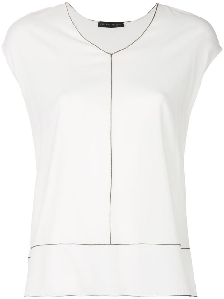 Fabiana Filippi Contrast Trim Blouse - Nude & Neutrals