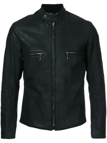 Addict Clothes Japan Vintage Style Waxed Zipped Jacket - Black
