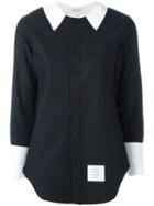Thom Browne Contrast Collar Shirt, Women's, Size: 42, Black, Cotton