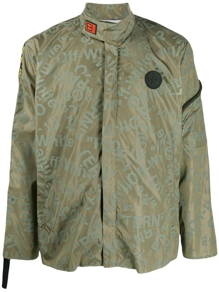 Off-white All-over Logo Print Jacket - Green