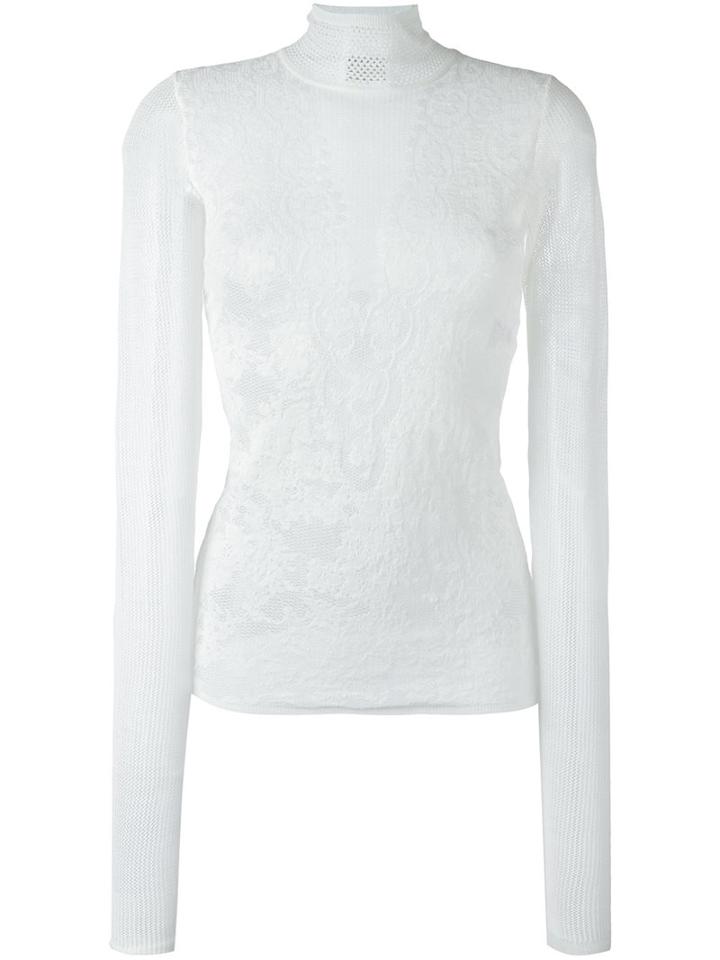 Lanvin Light Lace Effect Blouse, Women's, Size: Xs, White, Polyamide/wool