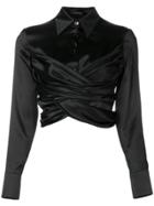 Versace Wrap-style Cropped Shirt - Black