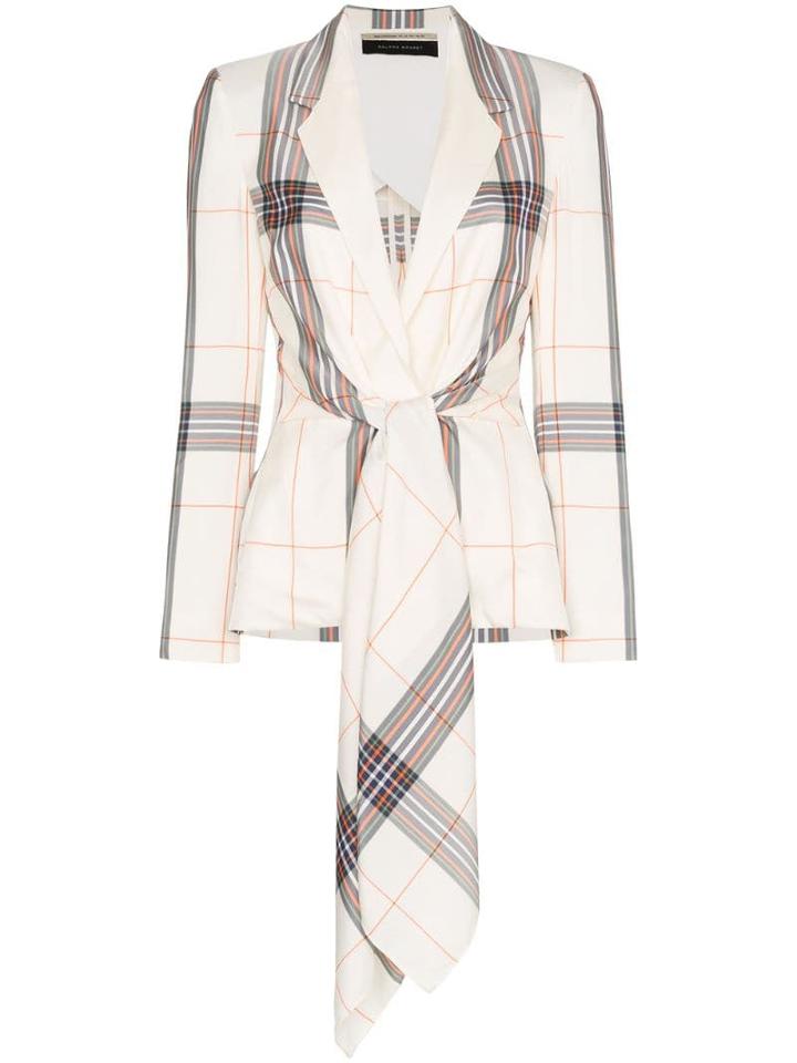 Roland Mouret Dalton Striped Tie-front Blazer - C0148 Ivory Multi