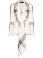 Roland Mouret Dalton Striped Tie-front Blazer - C0148 Ivory Multi