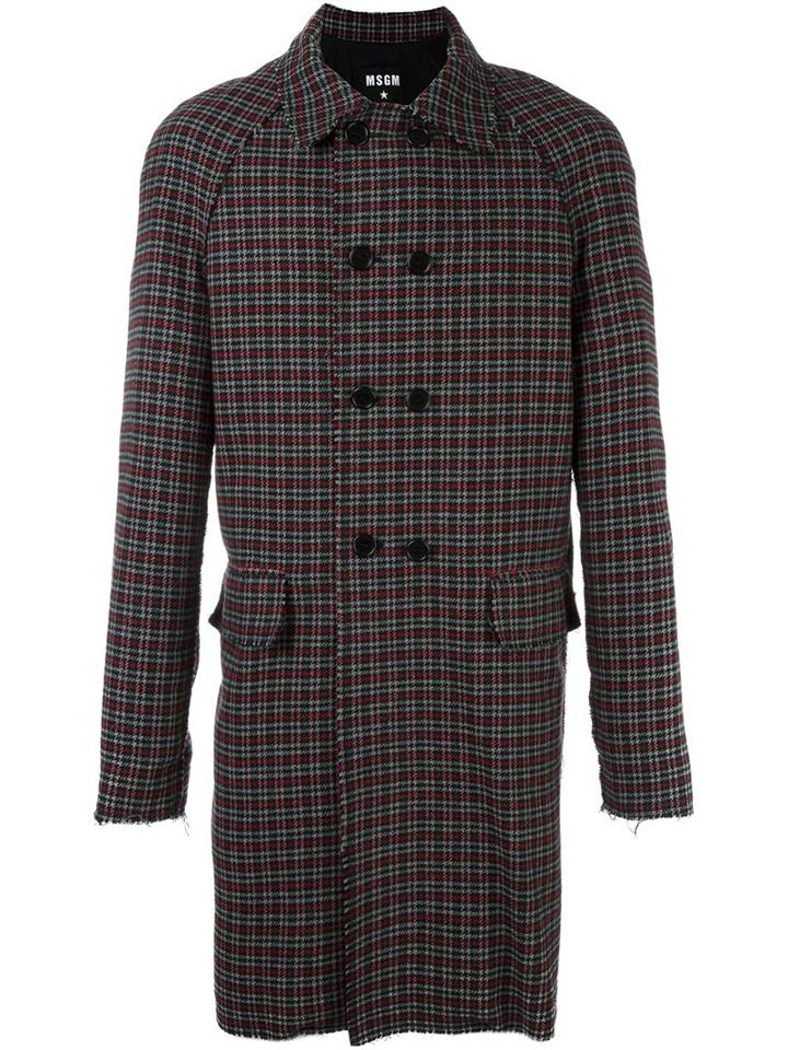 Msgm Houndstooth Pattern Coat, Men's, Size: 46, Acrylic/polyester/other Fibers