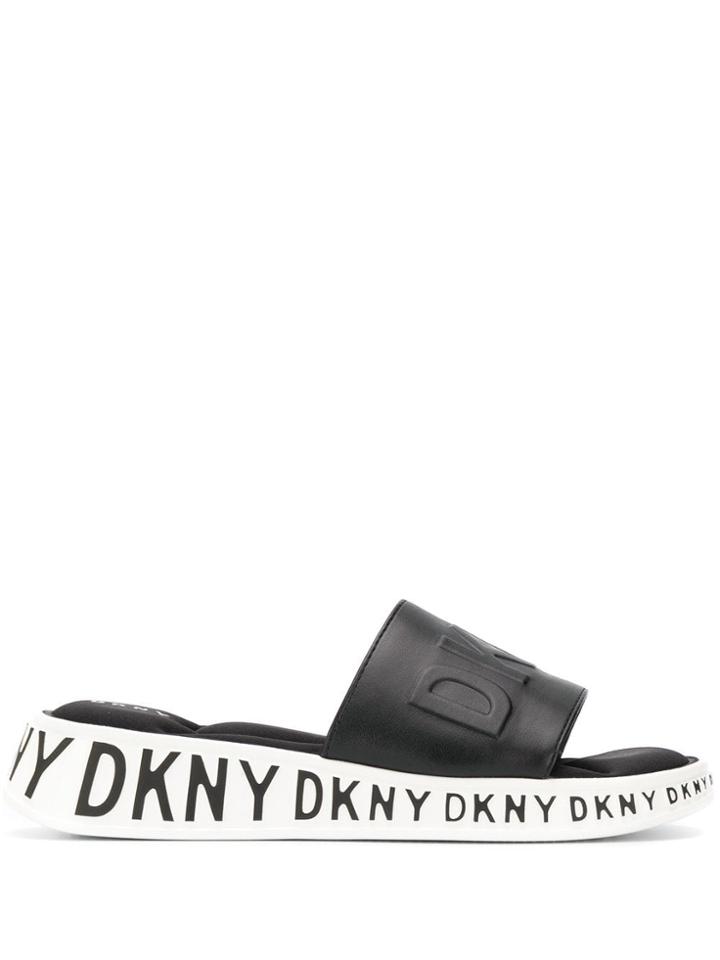 Dkny Logo Pattern Platform Sandals - Neutrals