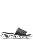 Dkny Logo Pattern Platform Sandals - Neutrals