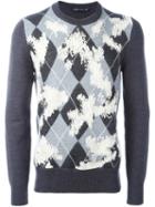 Alexander Mcqueen Argyle Worn Away Jumper, Men's, Size: Large, Grey, Cashmere/wool