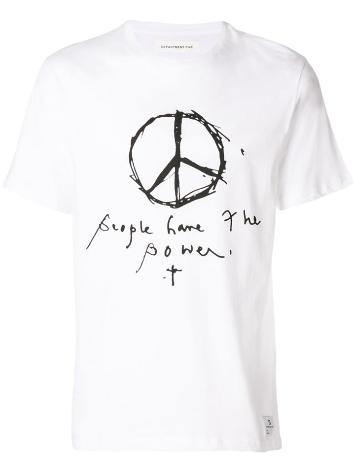Department 5 Peace Sign And Quote Print T-shirt - White