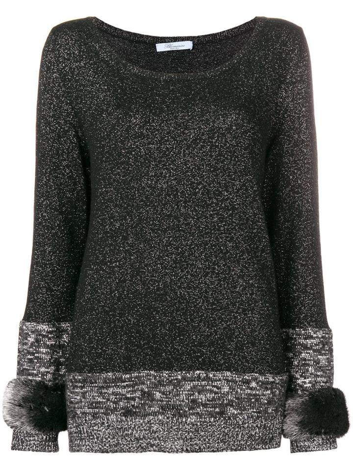 Blumarine Fur Cuffs Jumper - Black