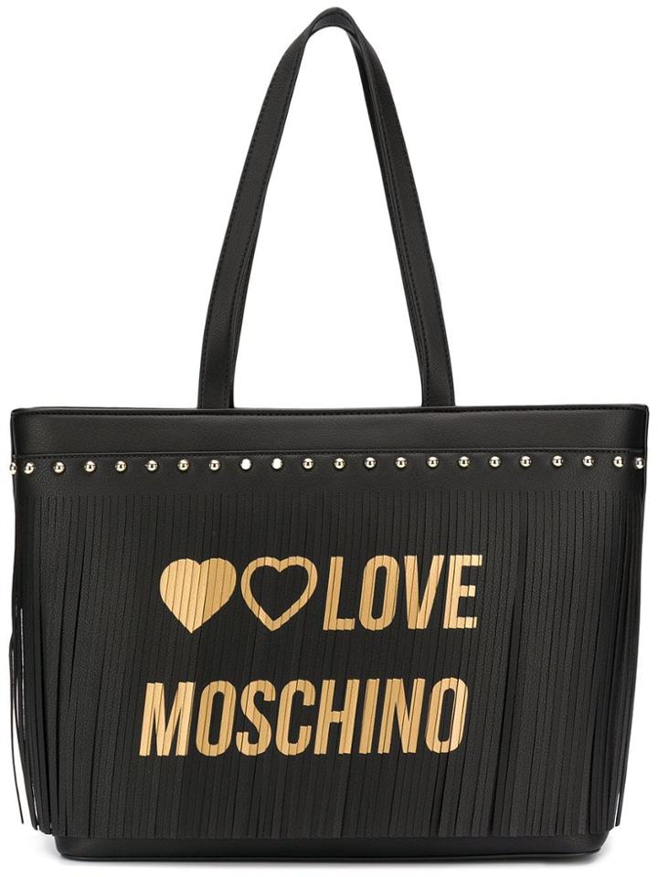 Love Moschino Logo Fringed Shopper Tote - Black