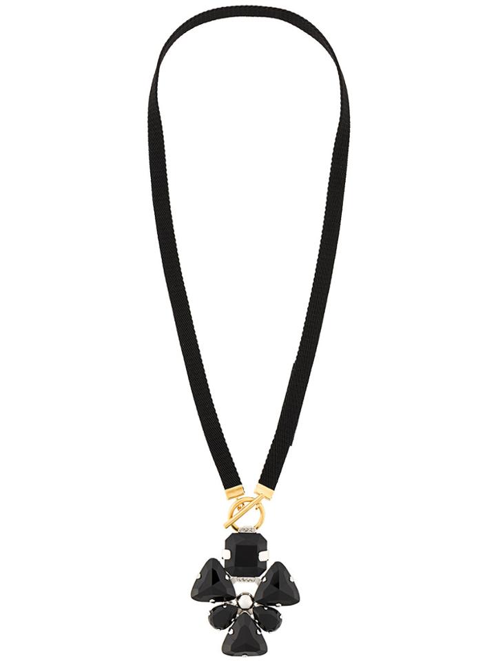 Marni Pansy Pendant Necklace - Black