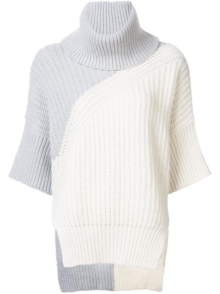 Derek Lam Colour Block Roll Neck Jumper, Women's, Size: Small, White, Cashmere/merino