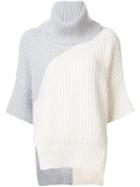 Derek Lam Colour Block Roll Neck Jumper, Women's, Size: Small, White, Cashmere/merino