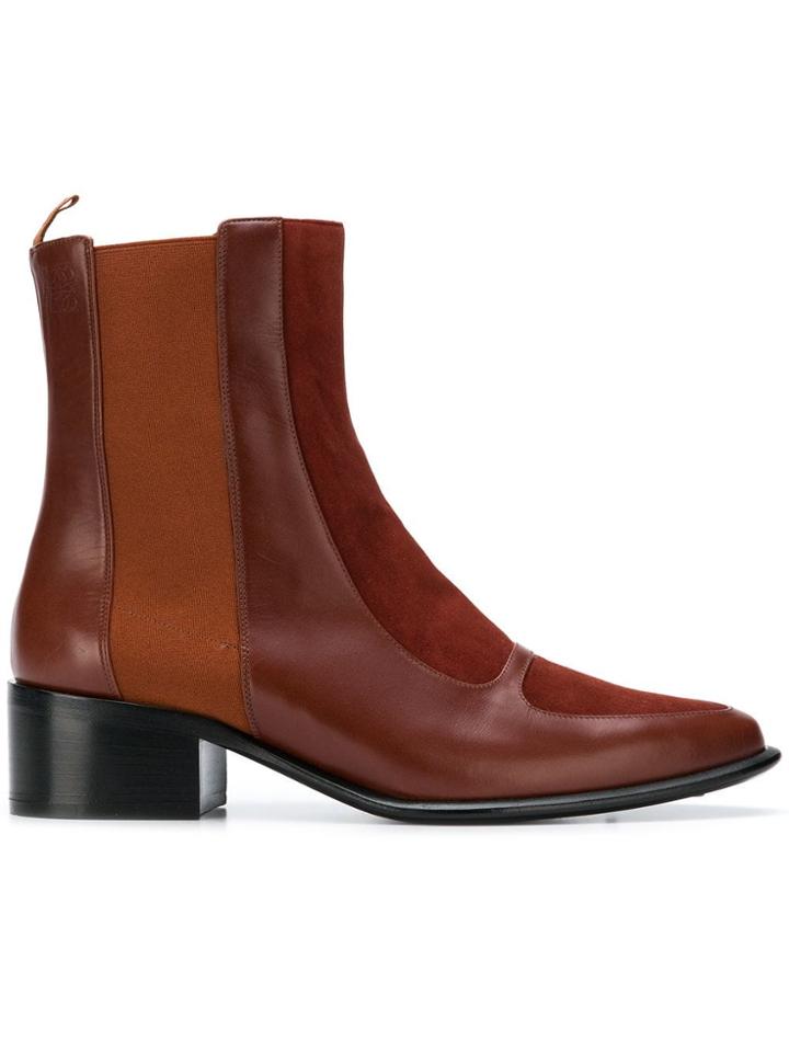 Loewe Block Heel Ankle Boots - Brown