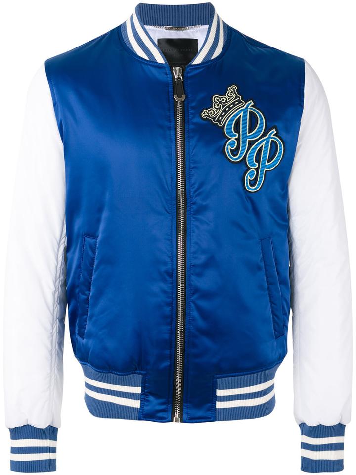 Philipp Plein - 'plein King' Bomver - Men - Nylon/polyester - M, Blue, Nylon/polyester