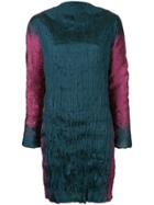 Issey Miyake Vintage Raised Neck Creased Dress - Blue