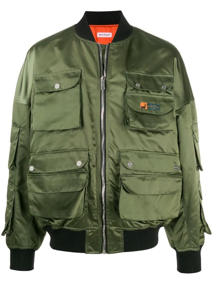 Palm Angels Oversized Pockets Bomber Jacket - Green