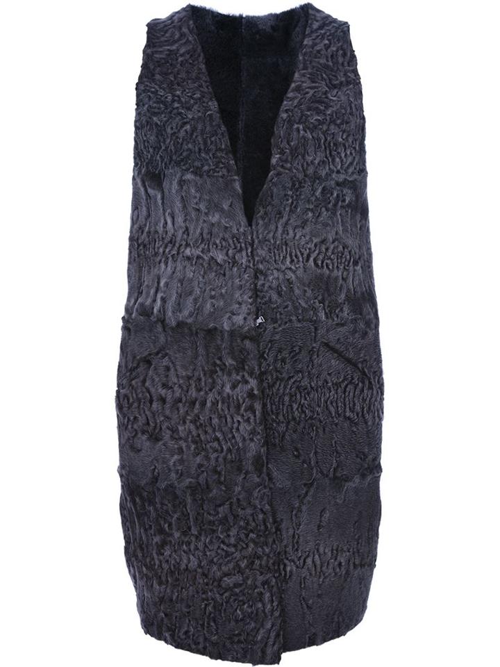 Liska Waistcoat, Women's, Grey, Lamb Skin/lamb Fur