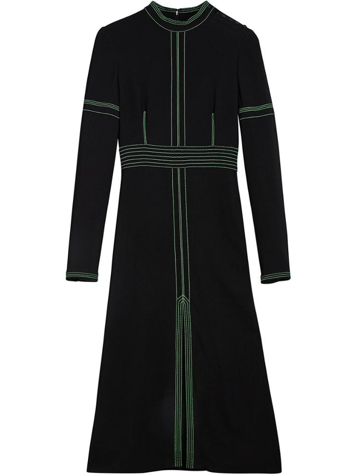 Burberry Topstitch Detail Crepe Dress - Black