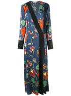 Diane Von Furstenberg - Floral Print Kimono Dress - Women - Silk/spandex/elastane - S, Blue, Silk/spandex/elastane