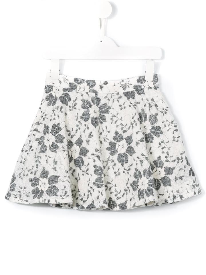 Miss Blumarine Floral Lace Skirt, Kids Unisex, Size: 10 Yrs, White, Polyester/viscose/polyimide