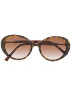 Bulgari Oval Metal And Acetate Sunglasses - Brown