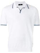 Fay Contrast Trim Polo Shirt, Men's, Size: 54, White, Cotton