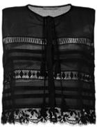 Alberta Ferretti - Sheer Sleeveless Top - Women - Cotton/other Fibres - 42, Black, Cotton/other Fibres