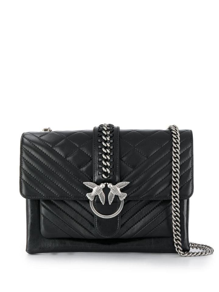 Pinko Quilted Effect Shoulder Bag - Black