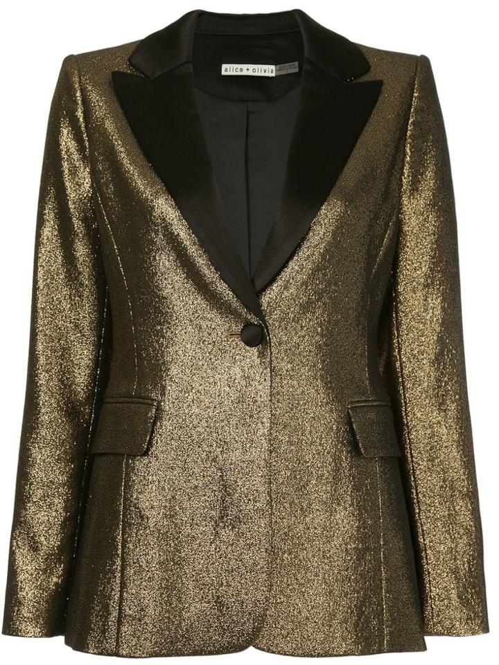 Alice+olivia Glittered Button Blazer - Gold